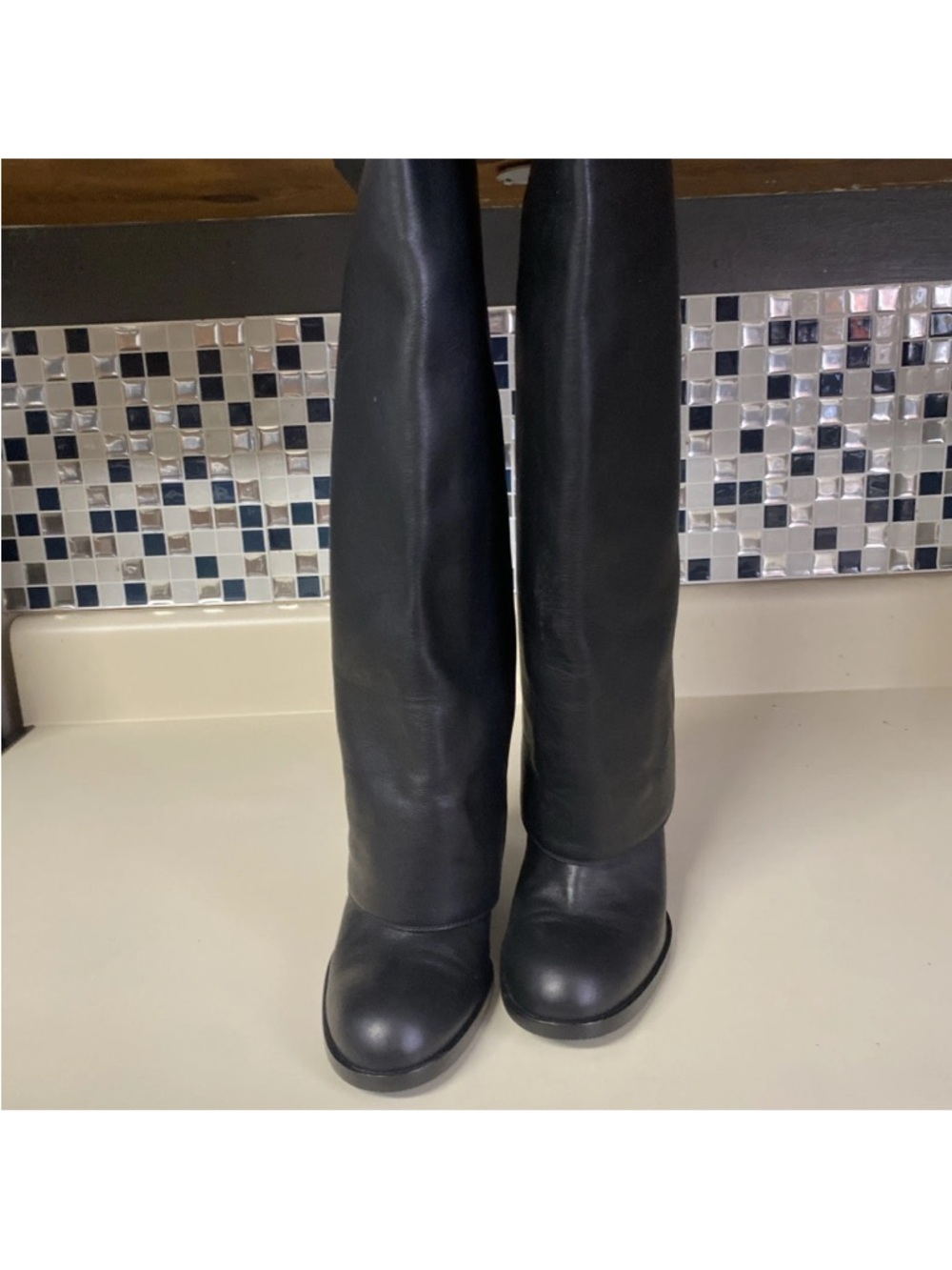Authentic Chanel tall black biker boots, Vintage Karl Lagerfeld Era Size 40 - Picture 4 of 11